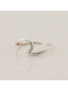 Sterling Silver Wave Toe Ring Large Size 5 Adjustable or Woman Teen Child Ring